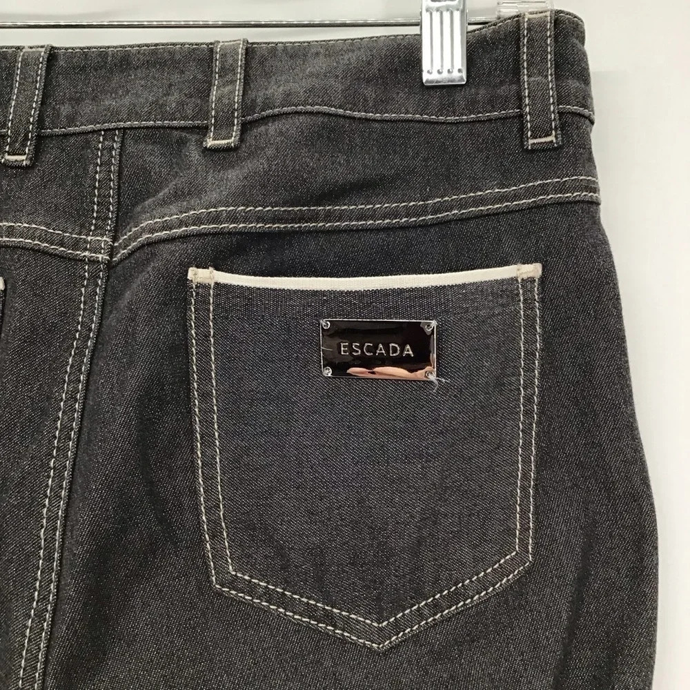 Escada Women’s Straight Leg Soft Metallic Stretch Grey Jeans Size 34 FR - US 24 - Picture 7 of 10